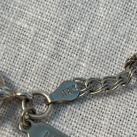 J. Jill 925 Italian Silver Bracelet with Leaf Charm 7 1/2” Long - Picture 2 of 4